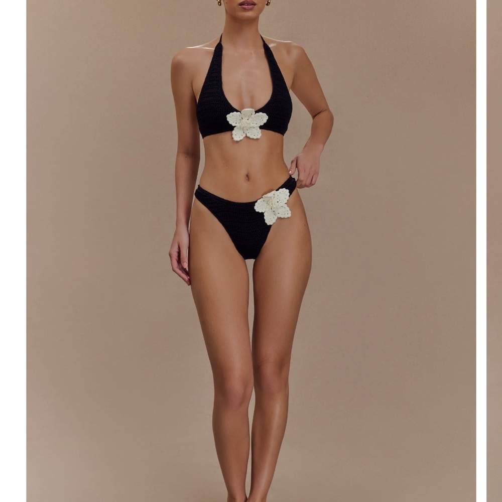 Meshki crochet floral appliqué bikini